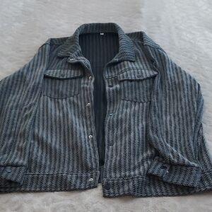 Men's Gray Striped Casual Button Down Shirt